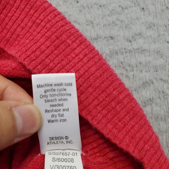 Athleta Pullover Sweater Women's Medium Pink Boat Neck Ribbed Cuffs Long Sleeves - Picture 6 of 6
